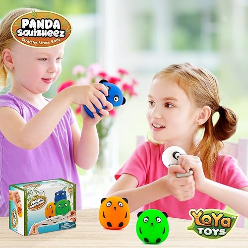 Miniatura 7 de YoYa Toys Panda Squisheez - Bolas blandas para aliviar el estrés (juego de 4)  Juguete elástico en forma de animal para niños, niñas y adultos