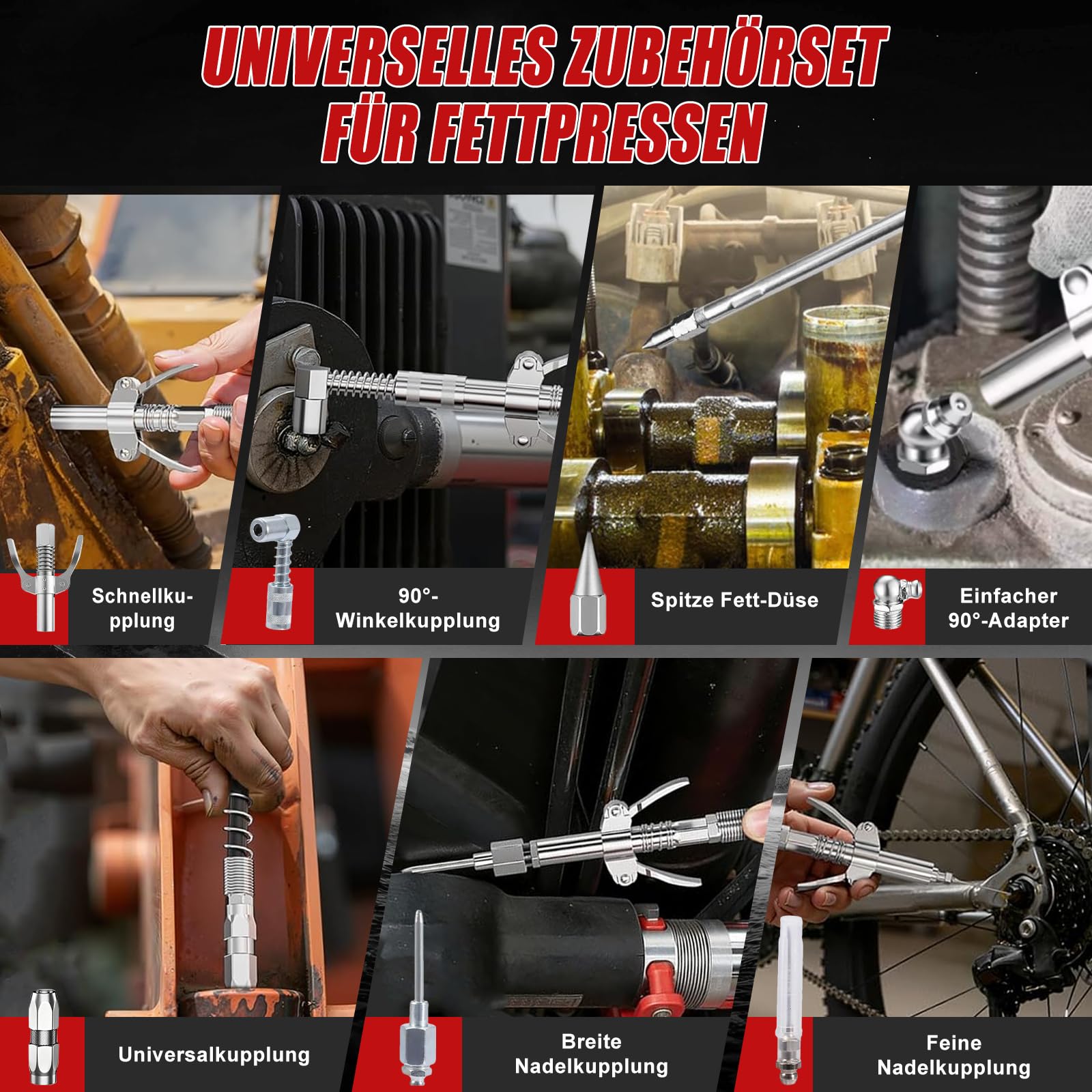Akku Fettpresse für Milwaukee M18 Akku, 12000PSI 160g/min (ohne Akku)