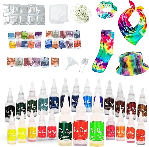 Miniatura 1 de Kit de teñido anudado para niños y adultos, juego de teñido anudado con 26 polvos de teñido anudado, botellas de teñido anudado de 1.2 fl oz, bandas