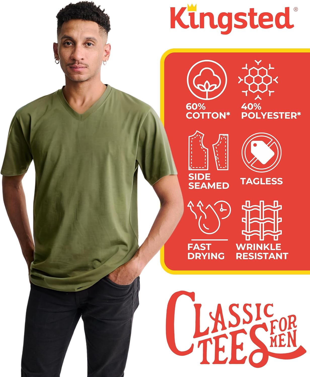 Kingsted V-Neck T-Shirts for Men - Royally Comfortable - Super Soft Premium Fabric - Well-Crafted Classic Fit - Bundle & Save - Image 6