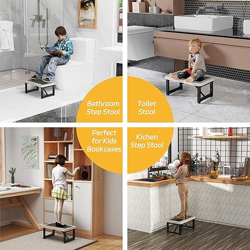 Miniatura 91 de Taburete de madera resistente para adultos, niños pequeños, taburete estable resistente para cocina, baño, dormitorio, armario, jardín, sala de