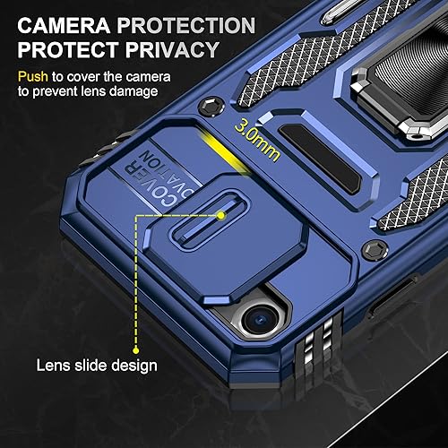 Miniatura 5 de Funda protectora para iPhone SE 2022, SE 2020, iPhone 7, iPhone 8, funda protectora de grado militar con soporte de anillo de metal mejorado, con