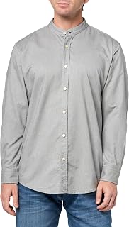 BOSS Men's Linen Mandarin Collar Button-Down Shirt - 100% Cotton, Breathable Comfort, Machine Washable