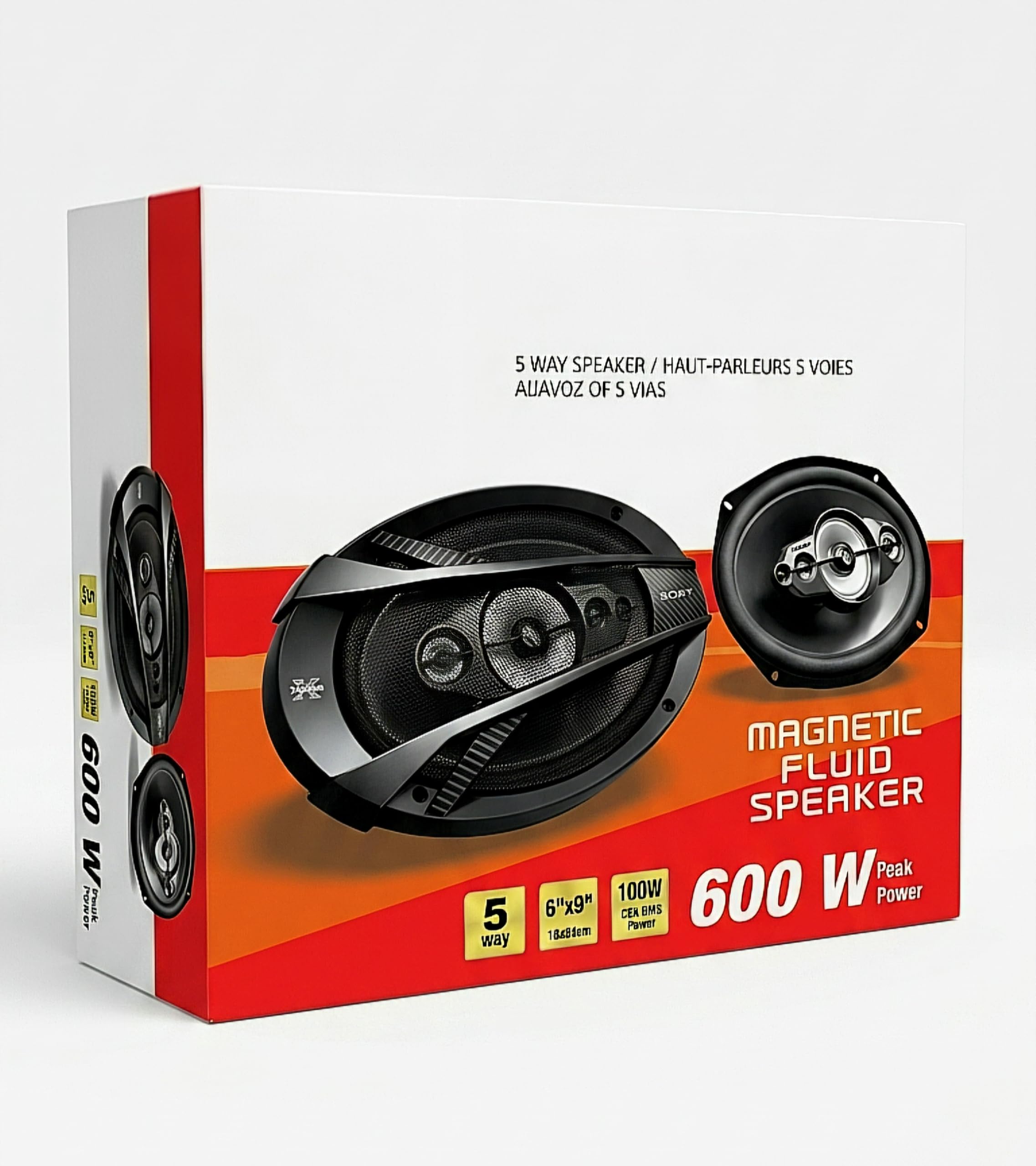 Car Speaker 6x9-Inch 5-Way Oval Car Speakers, 600W Peak, Magnetic Fluid Technology, High Bass, 1 Pair (2 pc)-image-38