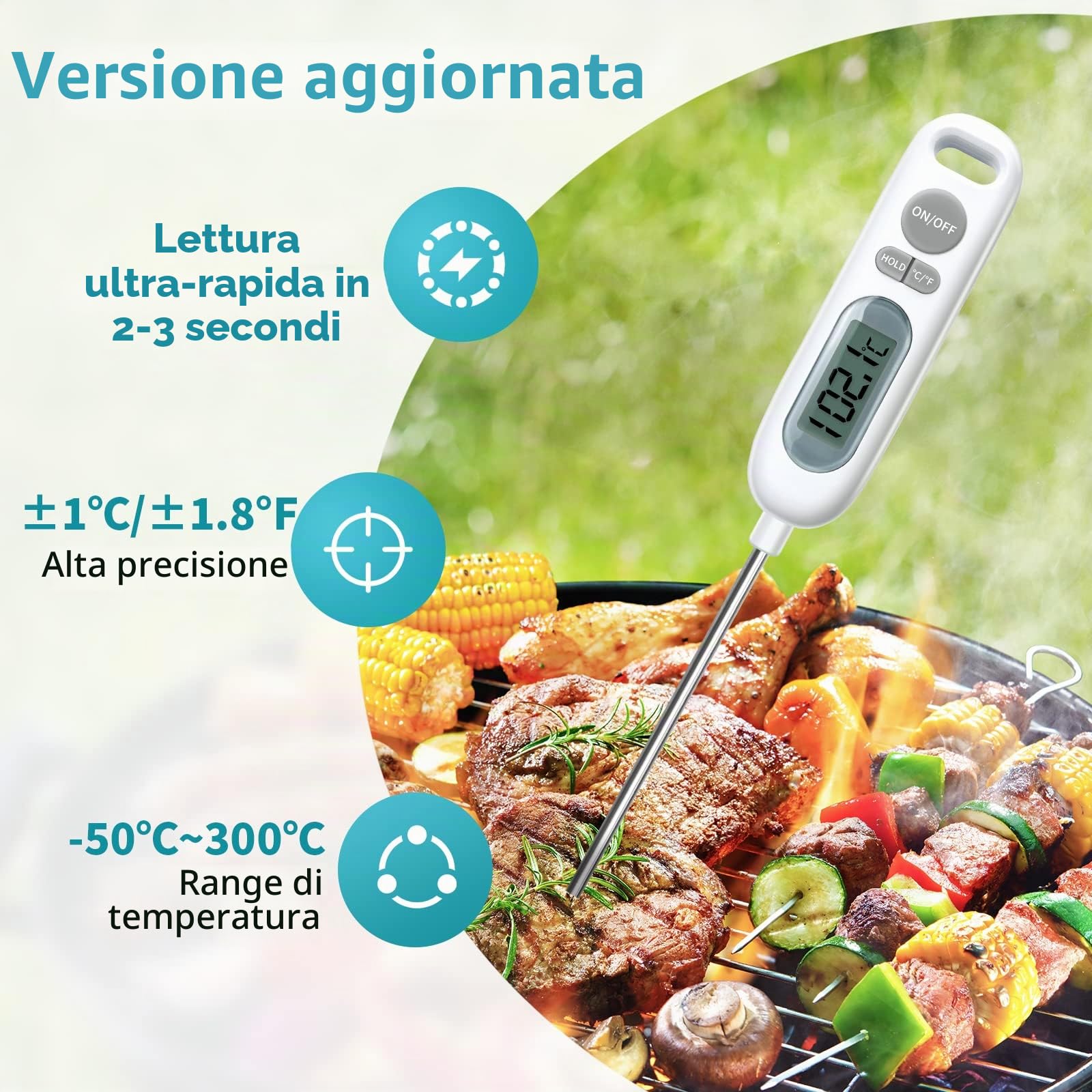 HORJOR Termometro de Carne Digitale per BBQ Forno Latte