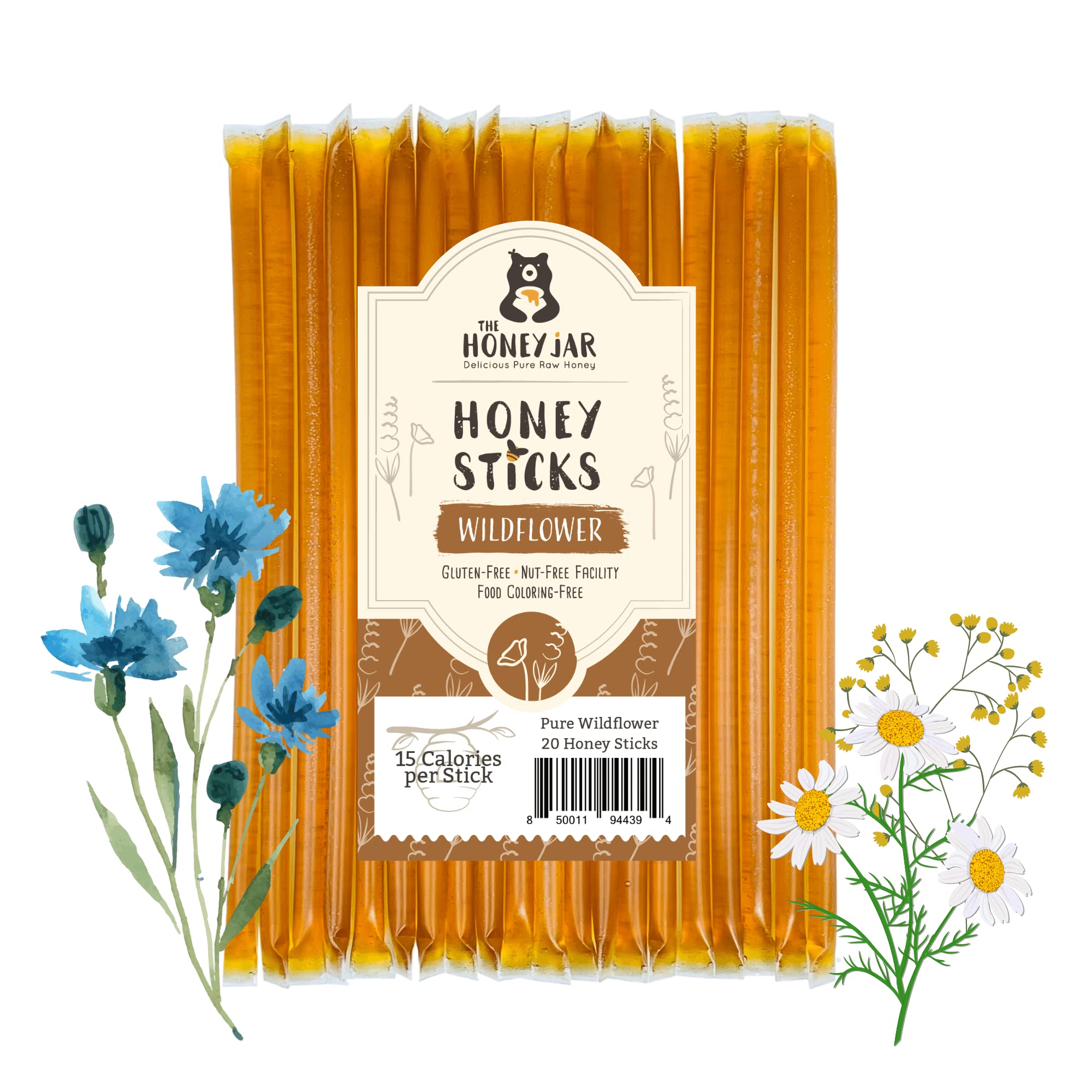 Buy The Honey Jar Wildflower Flavored Raw Honey Sticks Pure Honey Straws For Tea, Coffee, or a