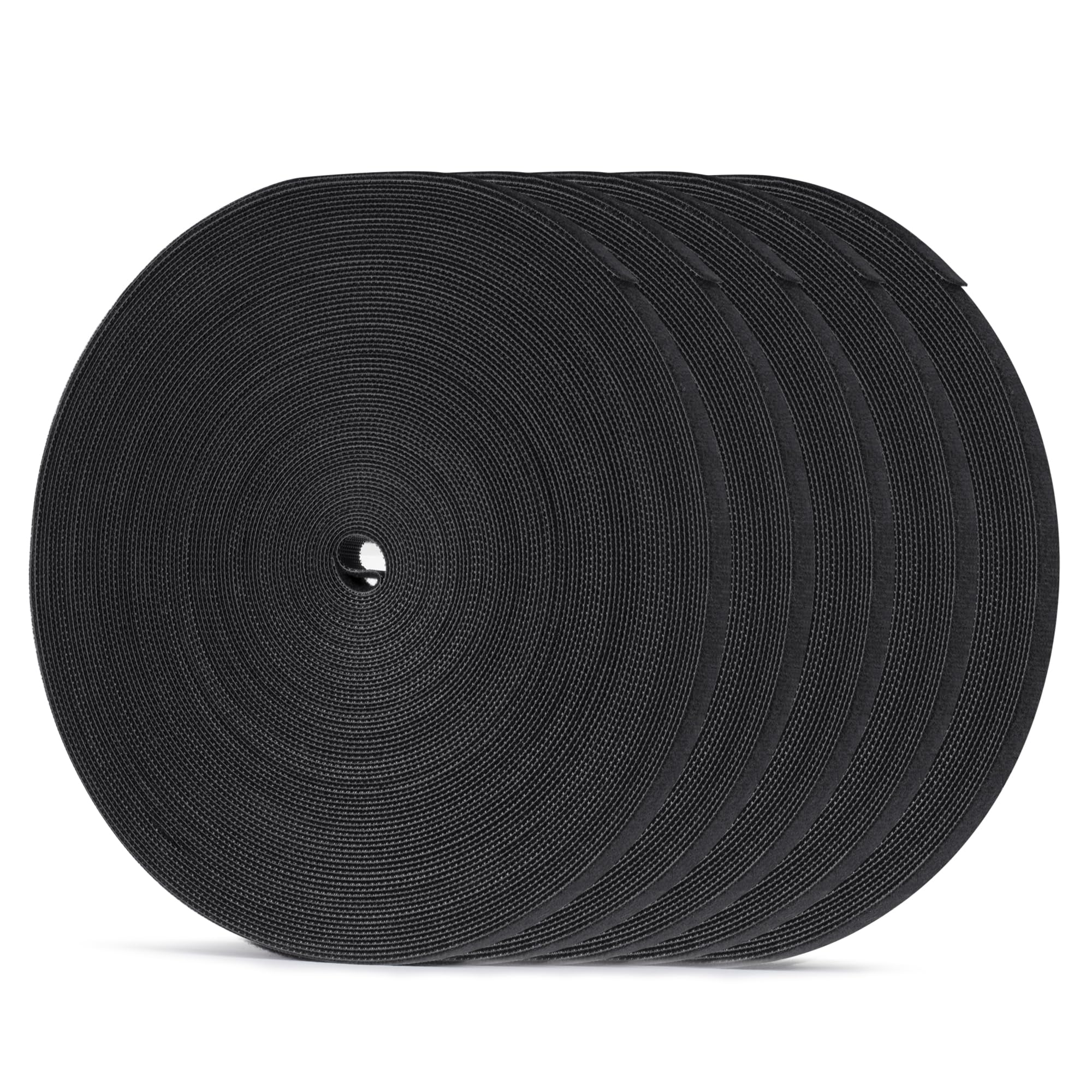 Lote de 5 rollos de tiras autoadherentes - 1,27 cm de ancho - Sujetadores de cable reutilizables negros - Correas de doble cara para la organización del hogar (22,9 m x 5 rollos)