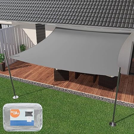 Amazon Ibizsail 日除けシェード オーニング カーブデザイン 四角 撥水シェード Uvカット Upf50 屋外 庭先 ベランダ用 収納袋付き 1 8mx2 4m グレー オーニング シェード Amazon Ibizsail 日除けシェード オーニング カーブデザイン 四角 撥水シェード Uvカット Upf50 屋外 庭先 ベランダ用 収納袋付き 1 8mx2 4m グレー オーニング シェード