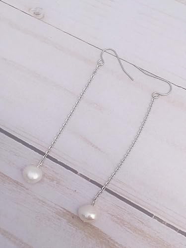 Miniatura 2 de Silver Chain and Freshwater Pearl Earrings