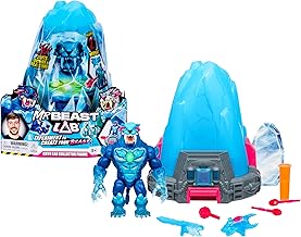 MRBEAST LAB Melt The Ice to Release A Beast with The Cryo Lab Collector Figure, 7inch/18cm Figure with 30+ Lights, Sounds and Reactions, Includes 2 Weapons, 2 Big Cat Figures to Collect