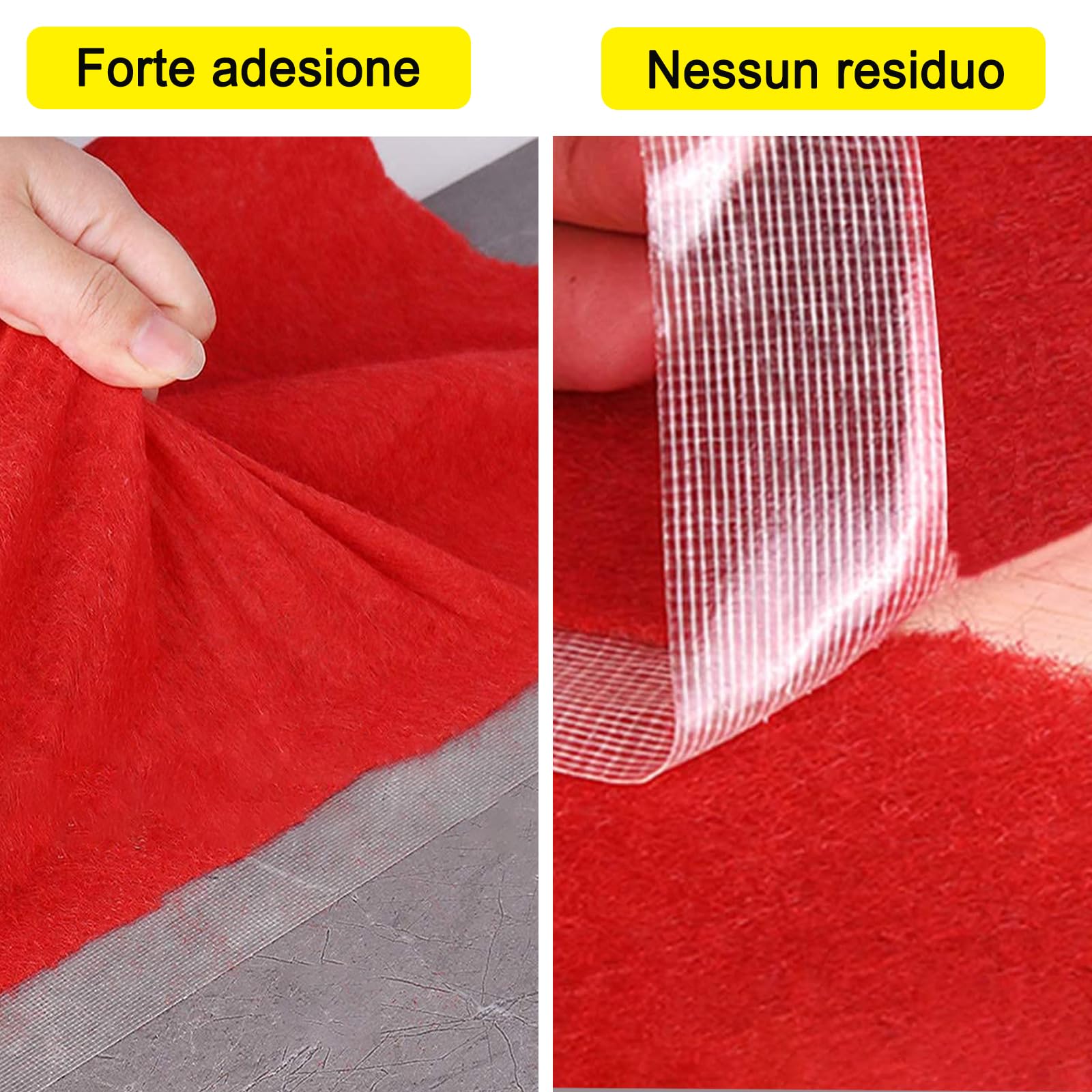 KAIHENG Nastro biadesivo in tessuto resistente, nastro biadesivo multifunzionale super adesivo da 2,5cm, nastro biadesivo per tappeti, nastro adesivo trasparente per casa, ufficio, scuola