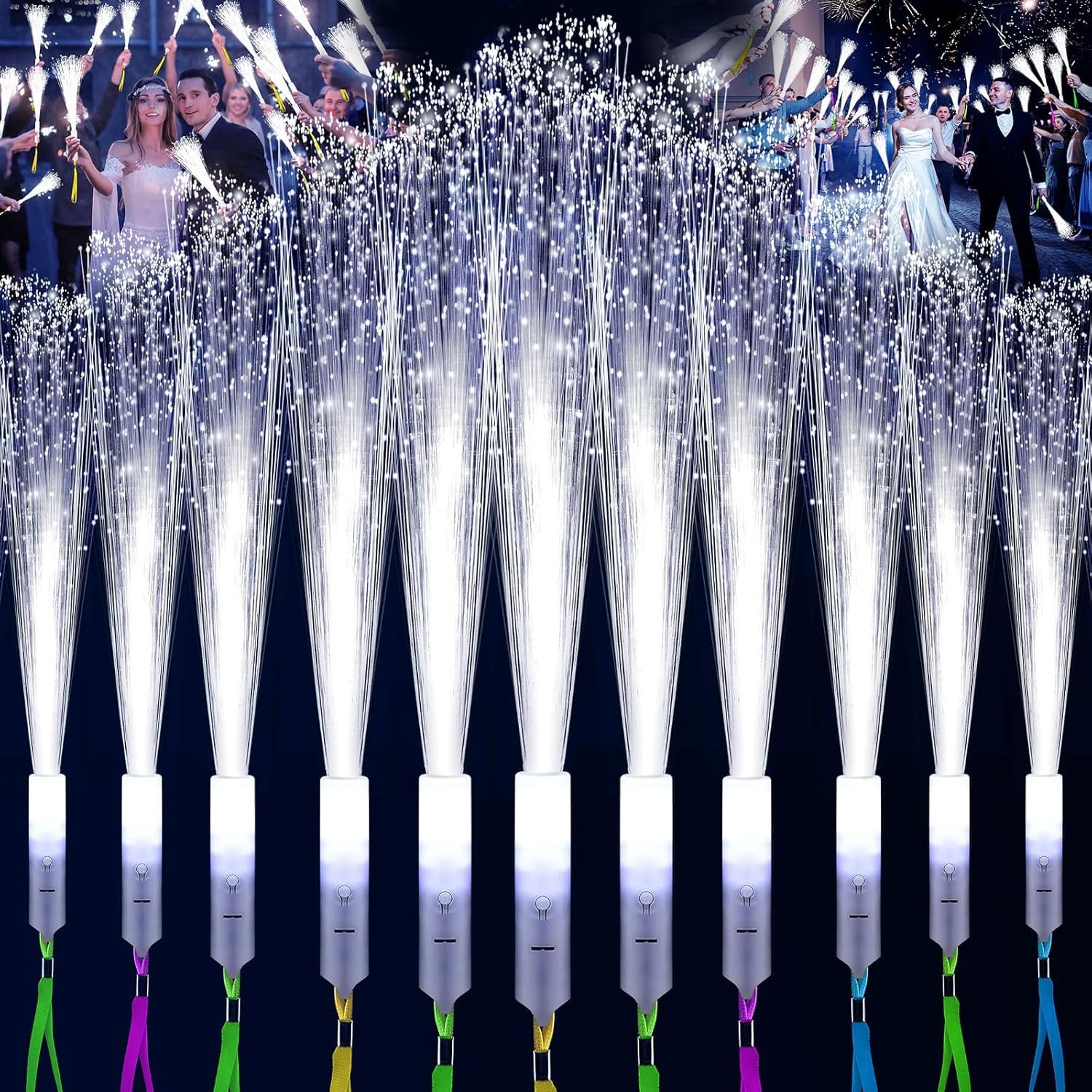 SHQDD 76 PCS Fiber Optic Lights, Glow Fiber Wands, Wedding Party Supplies | Glow in the D…