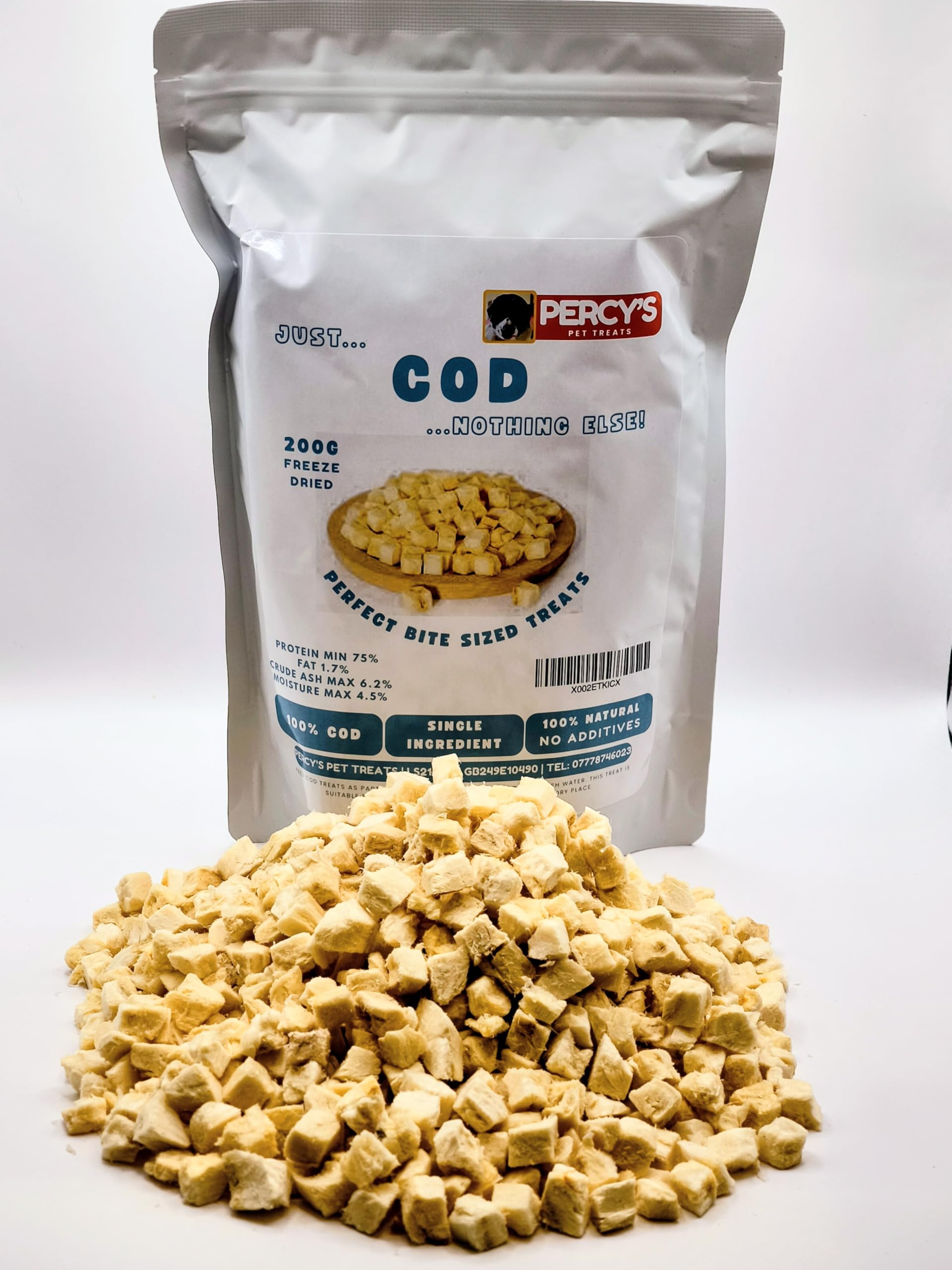 200g Cod Freeze Dried - Allergen Free & Hypoallergenic Treat for Cats and Dogs - Locked in freshness, High in Protein Nibbles, Pet Treats, Food Topper