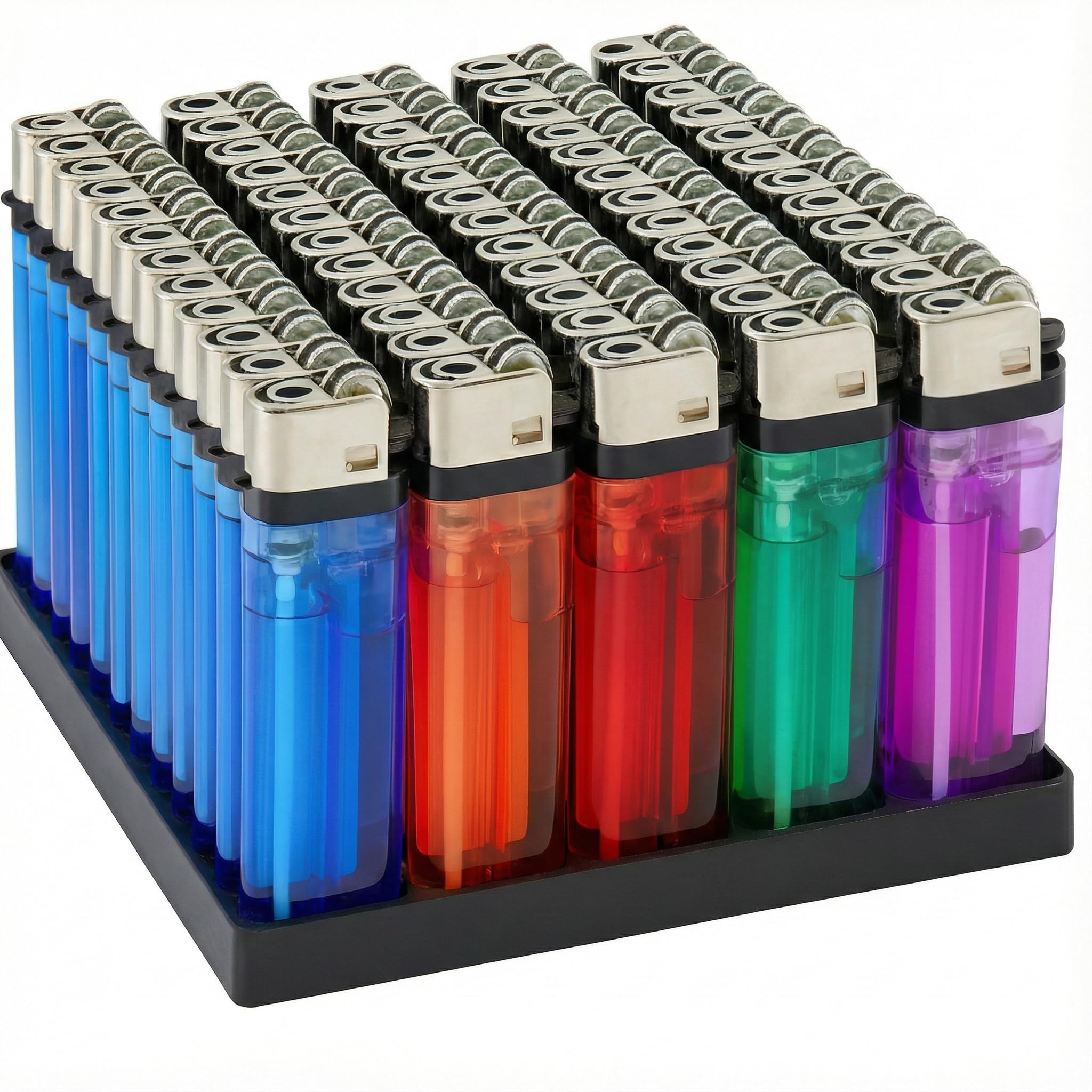 EPISENT Multipurpose Disposable Lighters – Adjustable Flame, Child-Safe Design, Multicolour, Refillable, Bulk Pack of 10 – Portable Gas Lighters for BBQ, Camping, and Everyday Use