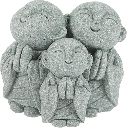 Miniatura 1 de Angoily Mini estatua de Buda pequeña y linda escultura de Buda feliz monjes riendo figurita acuario chino arenisca Buda asiática pecera adornos para