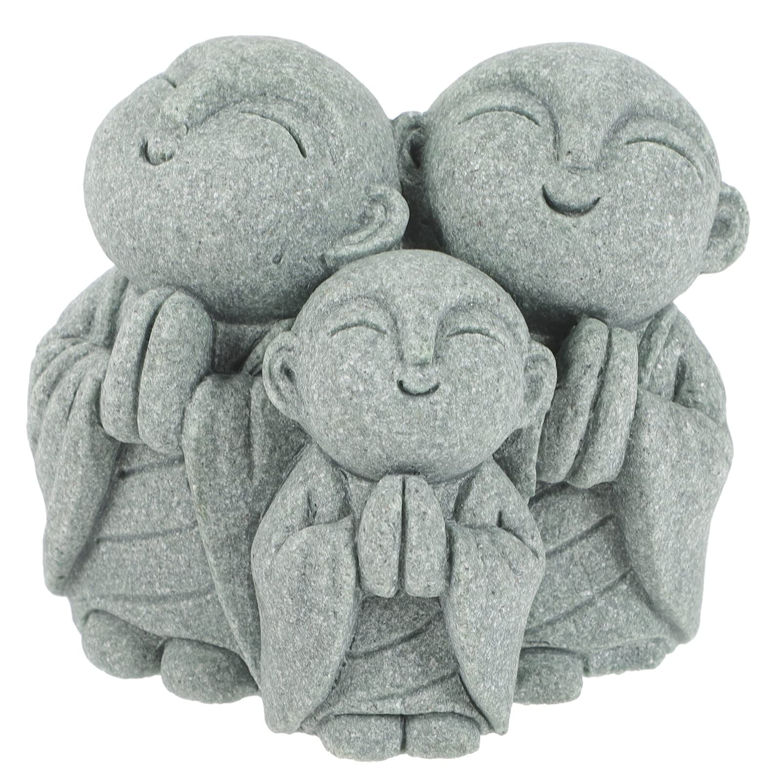 AngoilyMini Buddha Statue Tiny Cute Buddha Sculpture Happy Laughing Monks Figurine Aquarium Chinese Sandstone Buddha Asian Fish Tank Ornaments for Home Garden Office Good Luck Gift