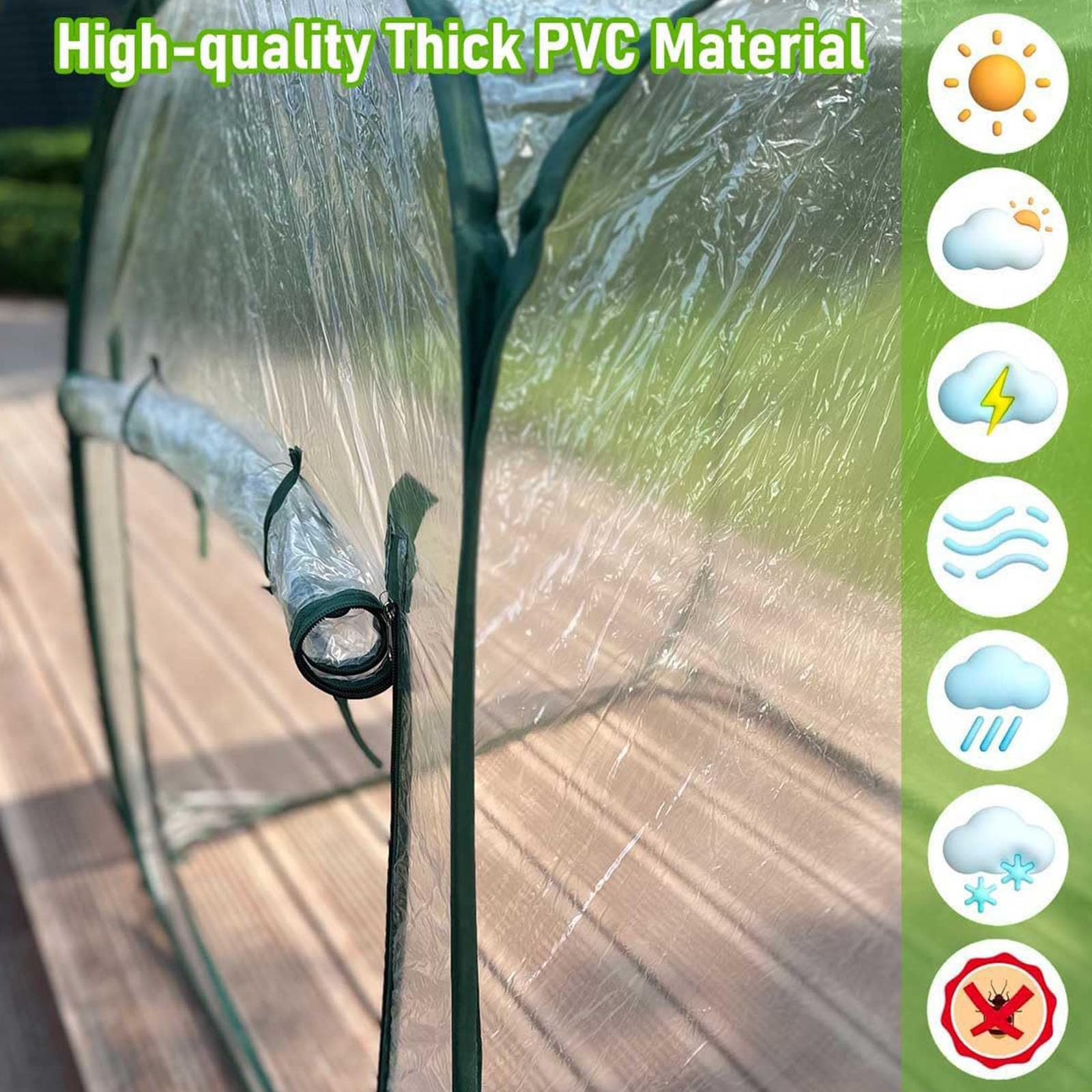 Refugio aislado para plantas para jardines al aire libre, materiales de PVC transparente con estructura de acero reforzado, diseño a prueba de invierno, refugio para plantas de invierno