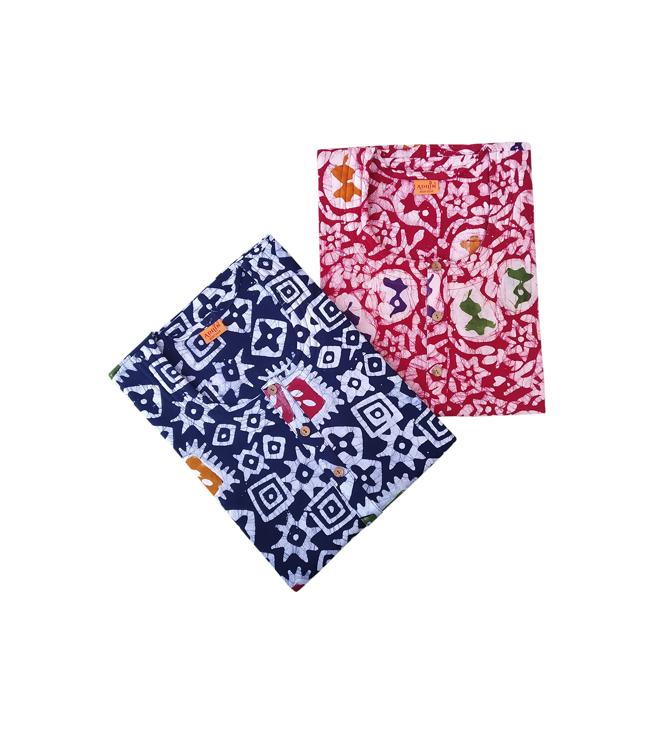 adhin Women’s Cotton Hand Made Wax Batik Nighty Maxi Pack of 2 Multicolour-picture-38