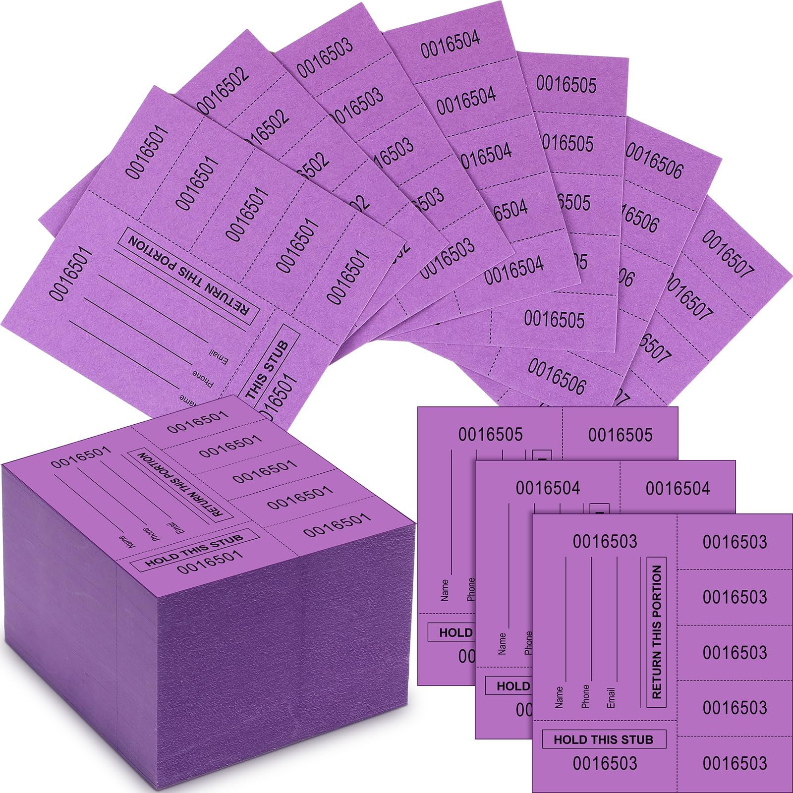 Kosiz 300 Sheets Raffle Tickets Sheets Hold This Stub Chinese Auction Tickets Basket Raffle Tickets for Silent Events Fundraiser Classroom School Prize (Dark Purple,5 Bid)