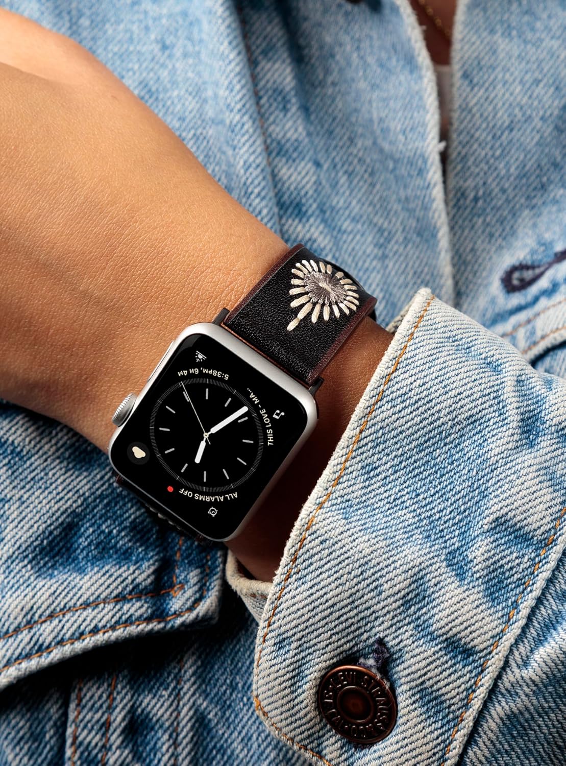 Wrangler® "Western Stitch" Leather Band for Apple Watch®, Embroidered Star, Fits all Apple Watch® Series and Sizes - Image 6