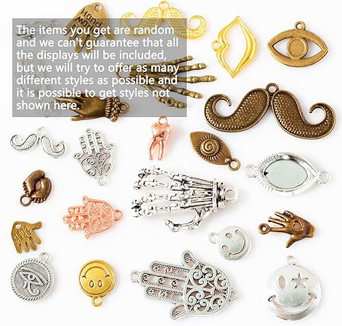 Miniatura 2 de stino Dijes de metal antiguo vintage de 3.53 oz para hacer joyas, plata y oro a granel, para pulseras, collares, aretes, manualidades