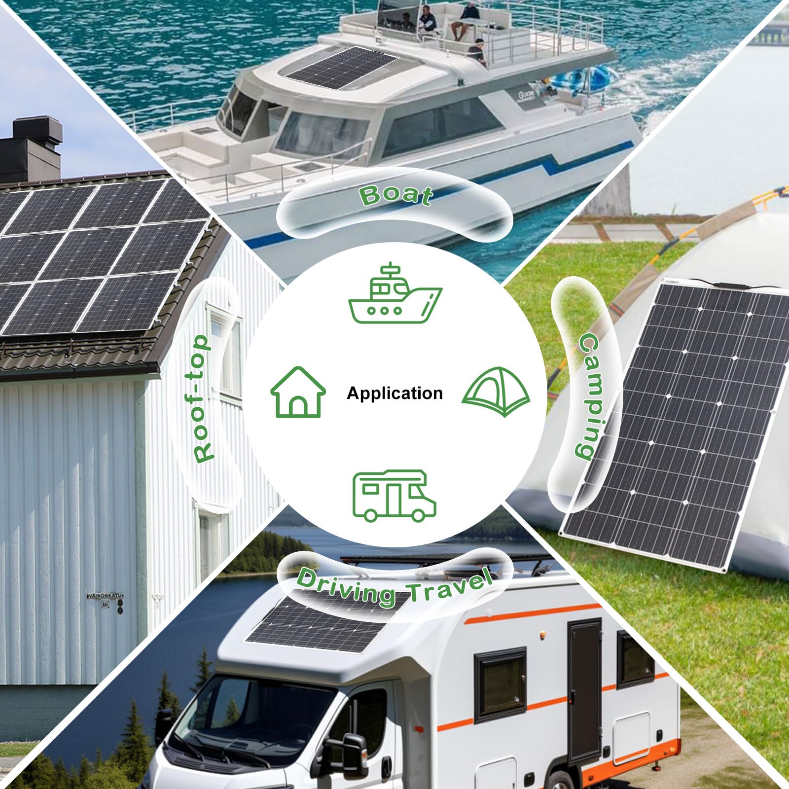 Pannello Solare Kit Sistema Pannello Solare Flessibile 100W Modulo Solare Monocristallino 10A 12V/24V Regolatore tensione Ricarica Solare