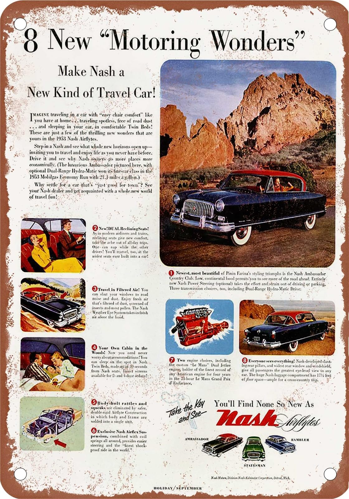 Miaomansenstore Metal Sign - 1953 Nash Vintage Ad 12 - Old Retro Rusty Look Home Decor