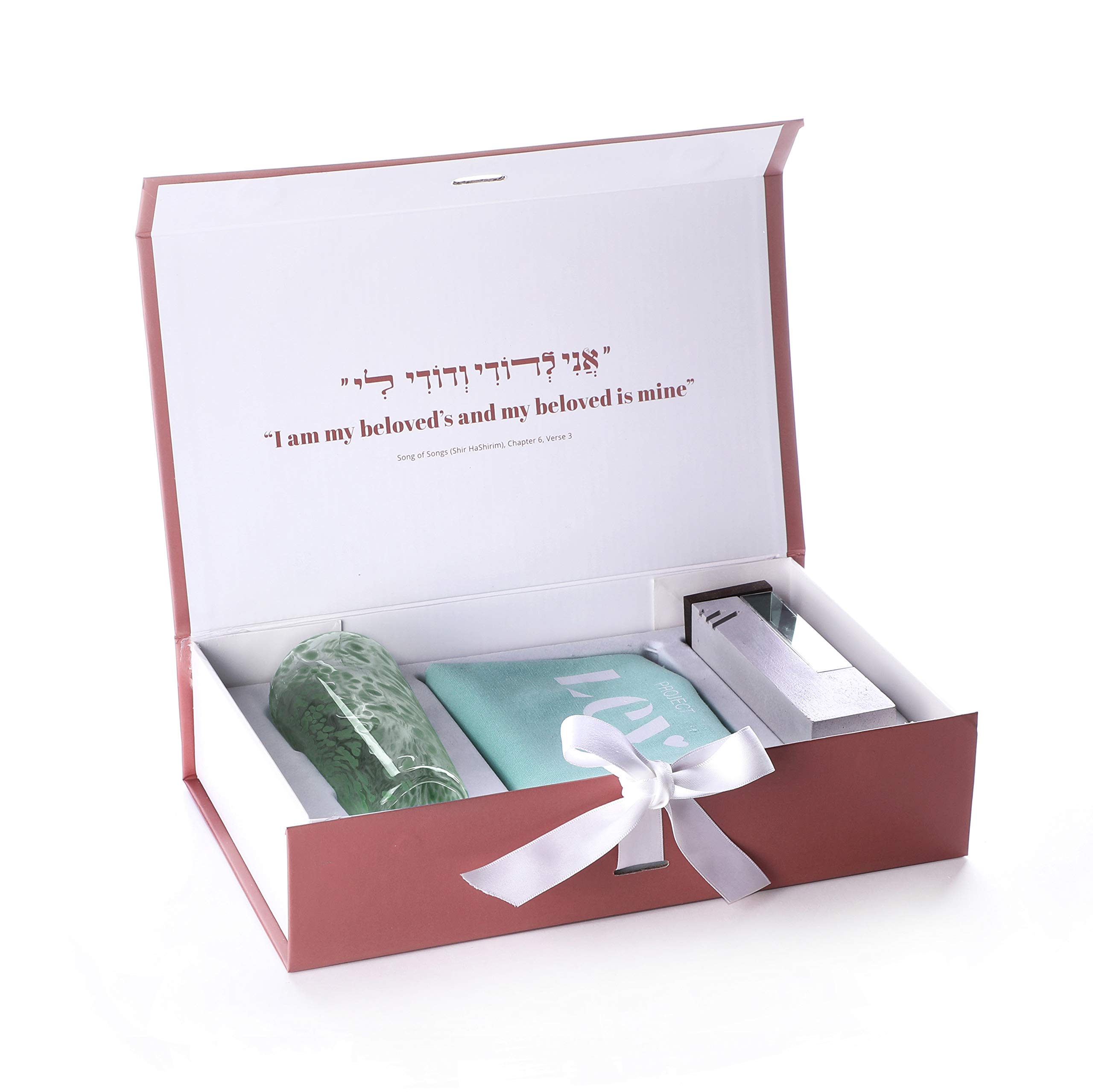 J. Jewish EssentialsMezuzah Broken Wedding Glass Kit-Jewish Wedding Engagement Gift-Cement Mezuzah Case, Color Chuppah Stepping Glass, Pouch by Project Lev