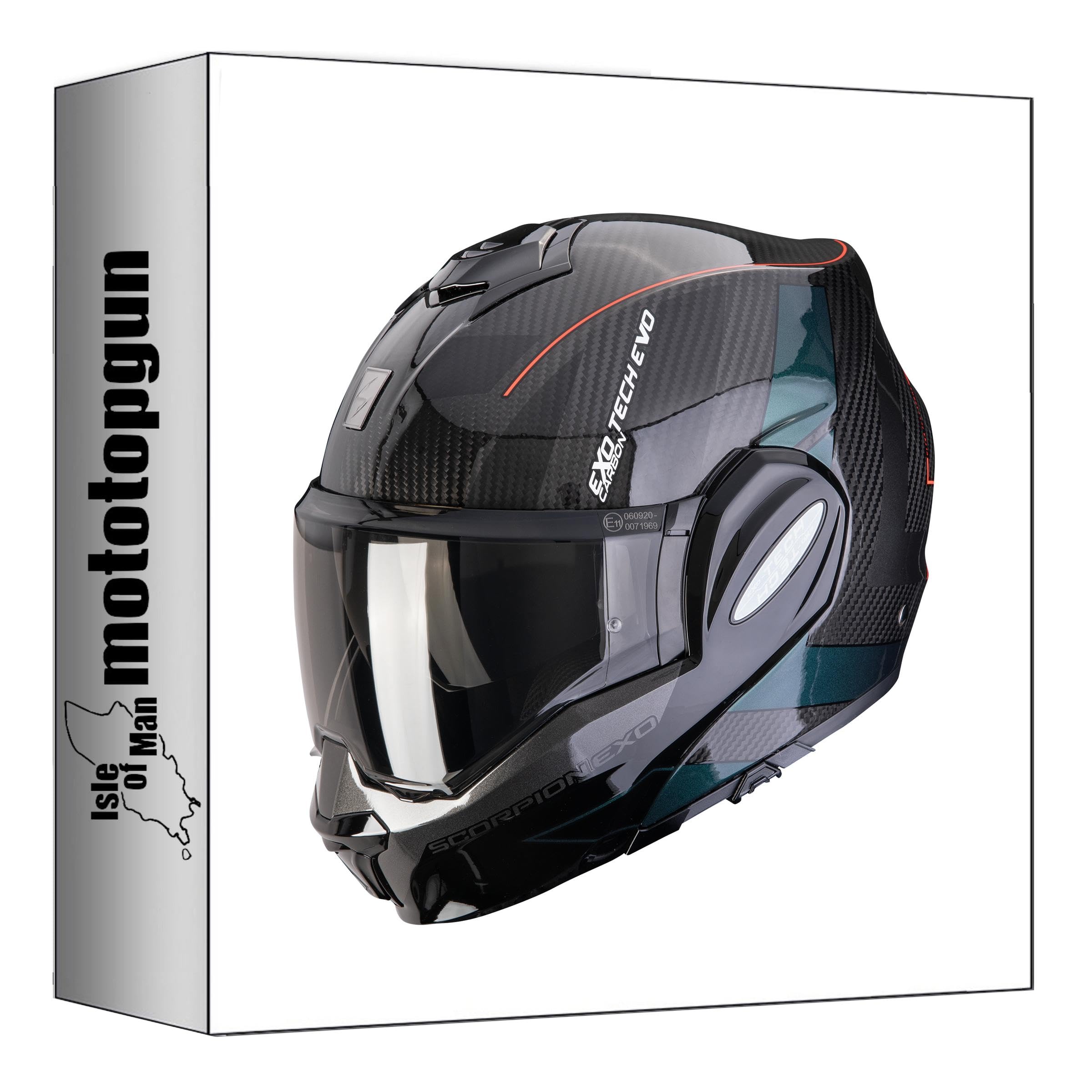 Casque modulable Scorpion Exo-Tech Evo Carbon Noir Vert Taille M référence mototopgun - 4