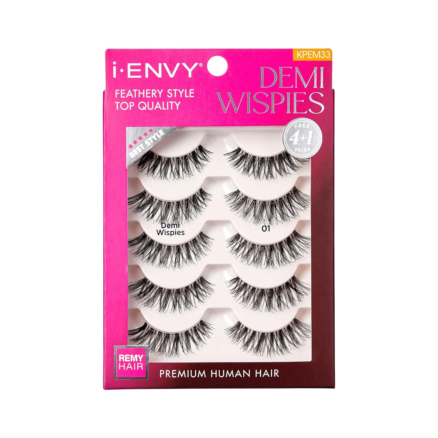 i-ENVY 5 Pairs Demi Wispies False Lashes Multi Pack Natural Look Premium 100% Human Hair Fluffy Eyelashes, Volume & Curl, Lightweight, Comfortable, Reusable i-ENVY 5 Pairs Demi Wispies False Lashes Multi Pack Natural Look Premium 100% Human Hair Fluffy Eyelashes, Volume & Curl, Lightweight, Comfortable, Reusable