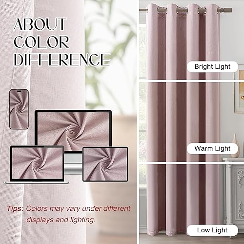 Miniatura 82 de Cortinas opacas con textura de lino gris total para dormitorio, con aislamiento térmico, cortinas cortas de 64 pulgadas, cortinas de granja con