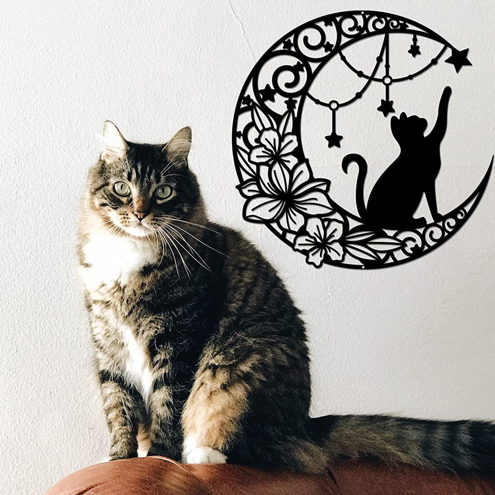 猫 壁飾り 猫の壁飾り メタルウォールアート サビ猫と花B ステンドグラス