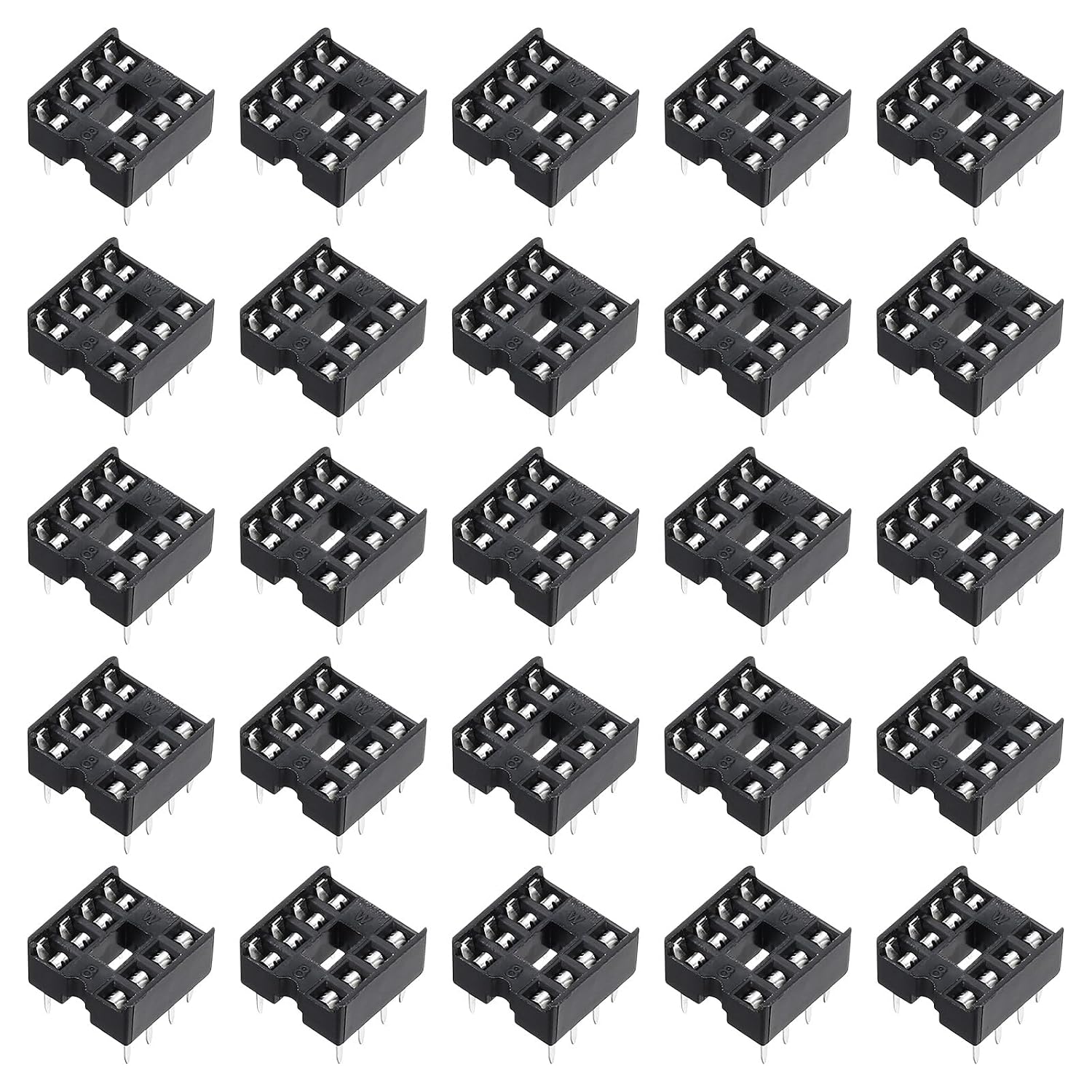 MECCANIXITY 100Pcs DIP IC Chip Socket Adapter 8 Pin IC Assortment Kit 2.54mm/0.1" Pitch for Breadboard Project, PCB Board Design