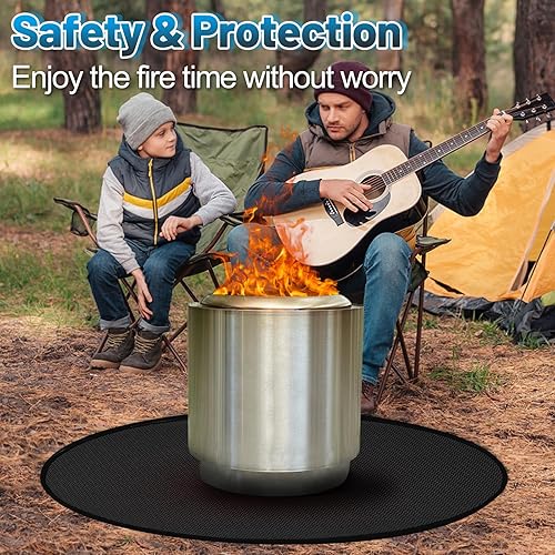 Miniatura 7 de Apipi Tapete para hoguera de 39 pulgadas para estufa individual, tapete ignífugo de 3 capas redondo debajo de la parrilla, almohadilla impermeable