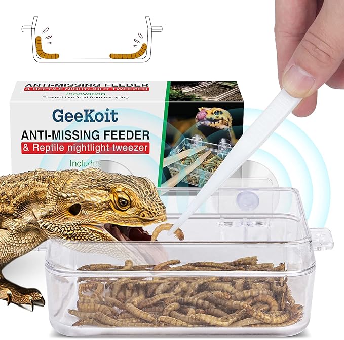 2 Pack Reptile Water Food Dish 1 Feeding Tongs,Tank