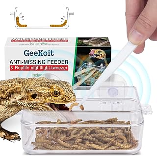2 Pack Reptile Water Food Dish 1 Feeding Tongs,Tank Accessories for Lizard Bearded Dragon Leopard,Crested Gecko Chameleon Tortoise Frog Hermit Crab Iguana,Superworm Dubia Mealworm Escape Proof Bowl