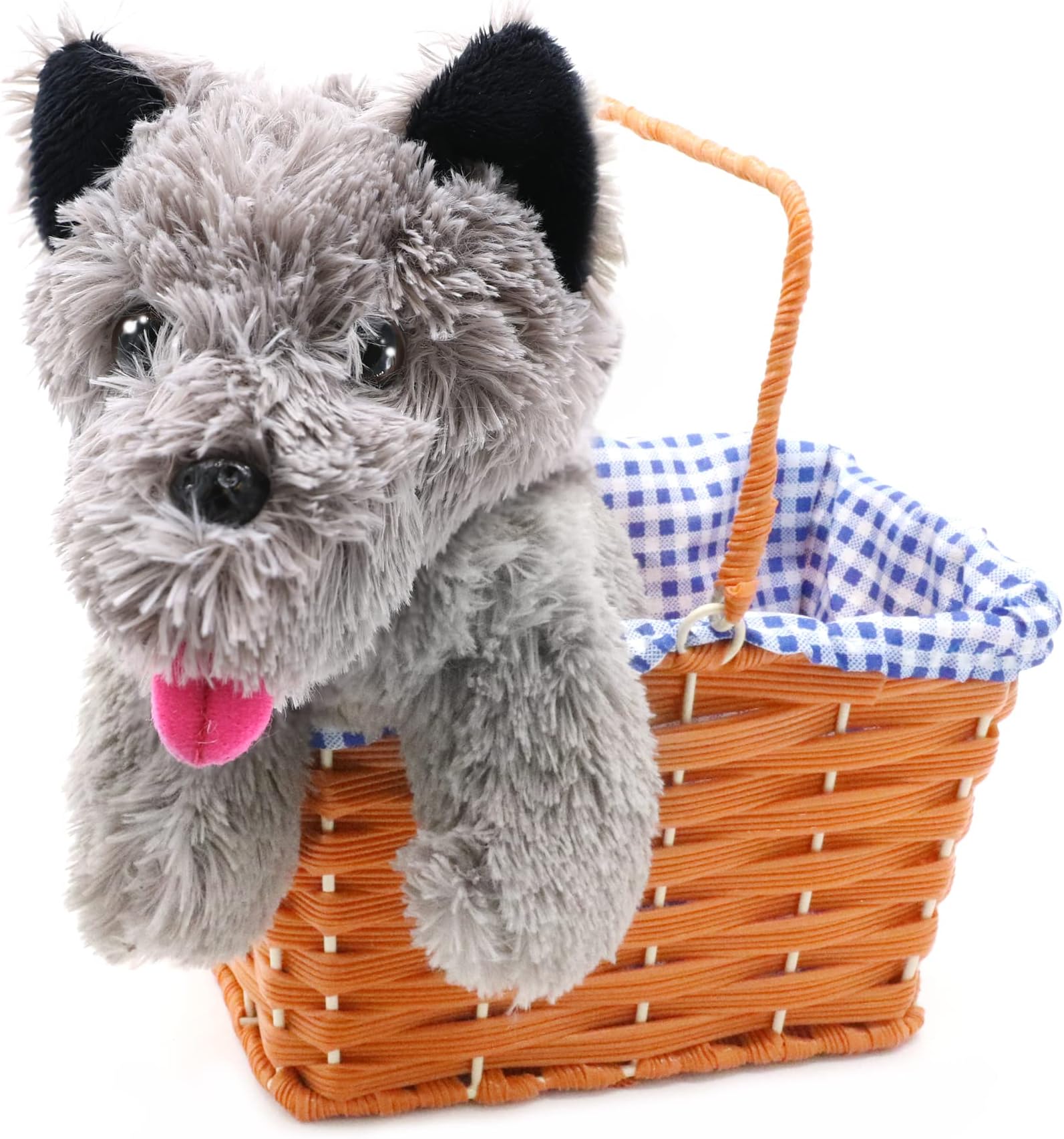 Kansas Girl Cute Dog In Basket Fancy Dress Accessory - Grey Terrier Plush Toy Dog Toy Toto - Perfect For Book Week Fancy Dress