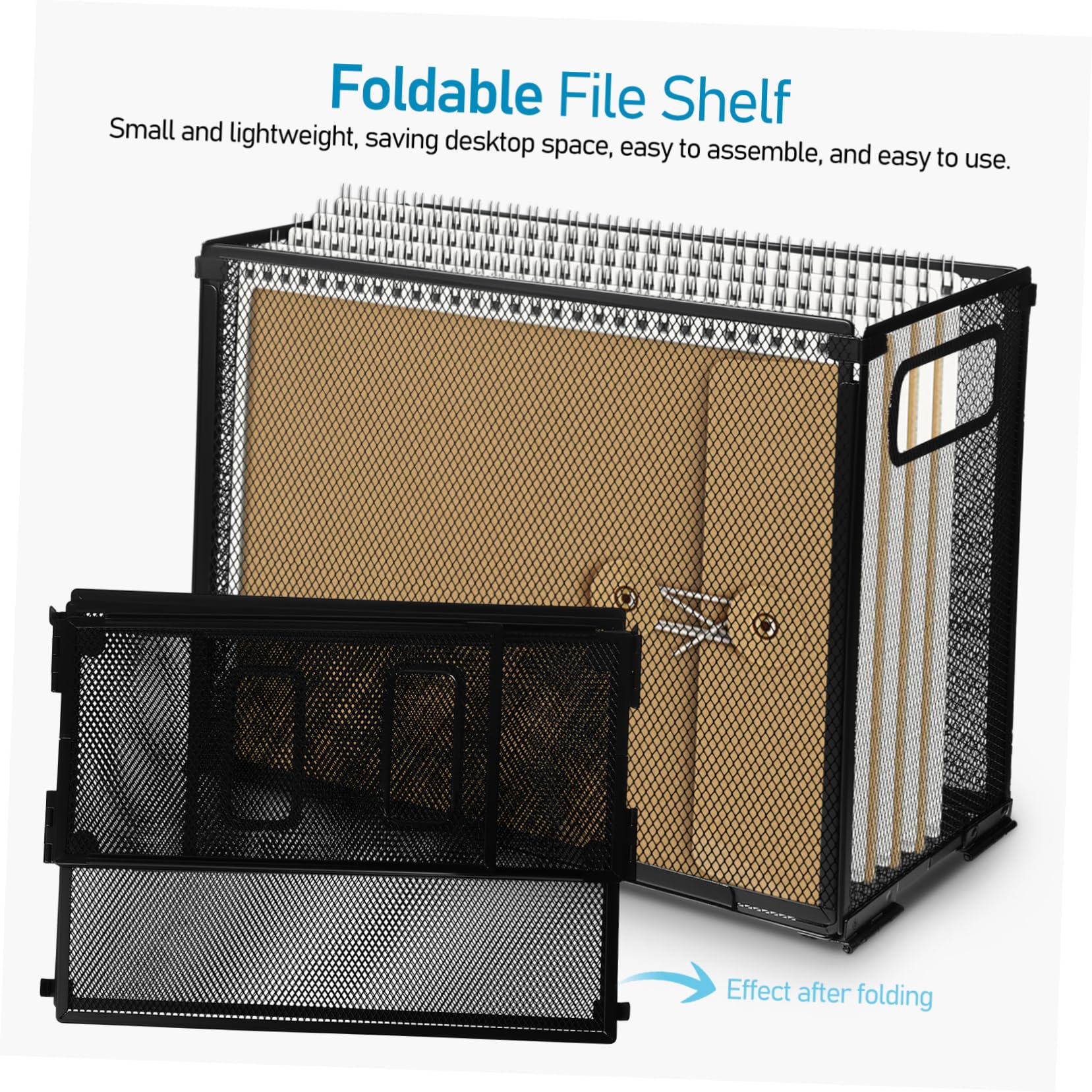 Gadpiparty Organizador de Archivos Metal Multifuncional Asa para Fácil Transporte, Estante para Documentos de Escritorio Compacto y Versátil