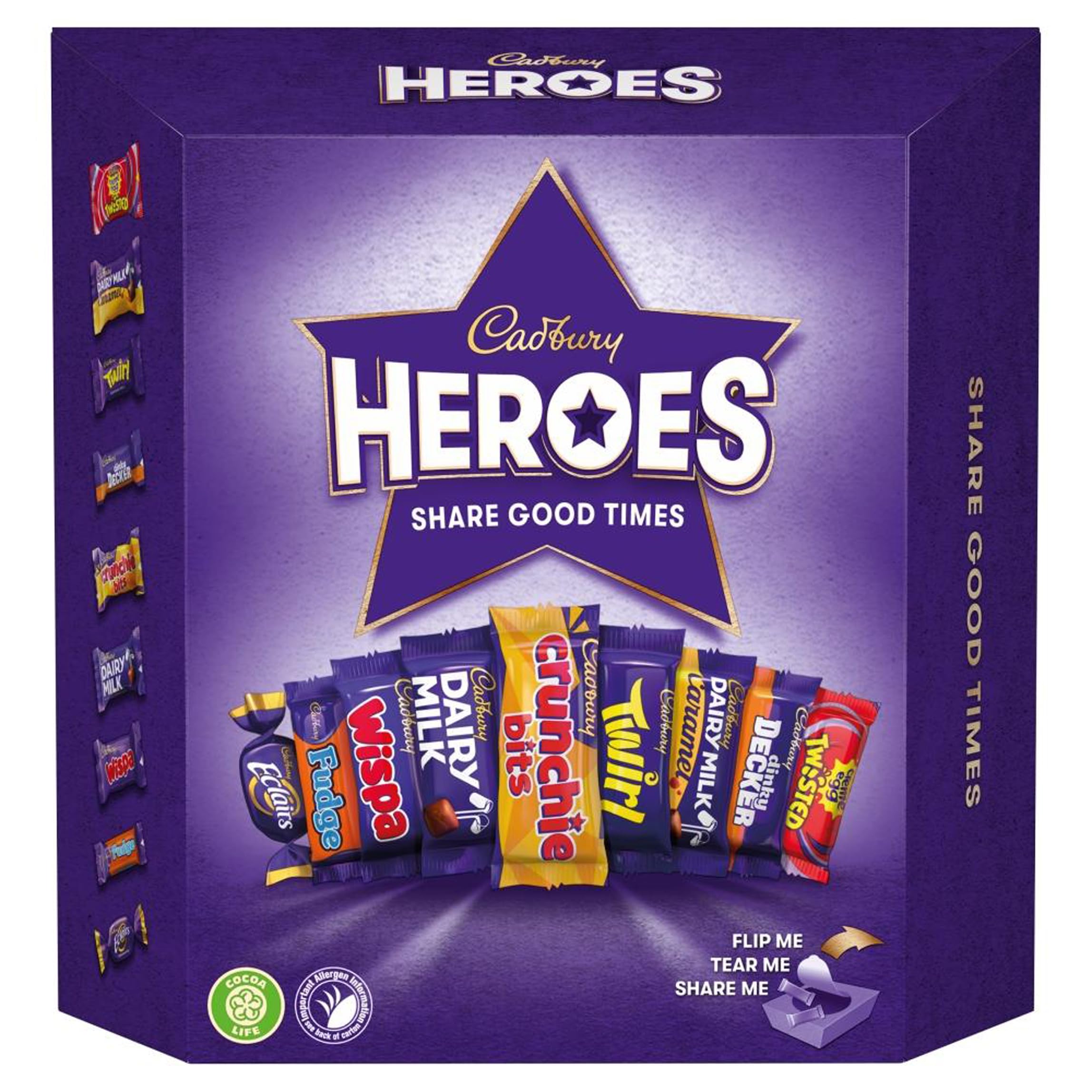 Cadbury Heroes Chocolate Sharing Box, Assorted Mini-Size Milk Chocolate Bars, 385 g
