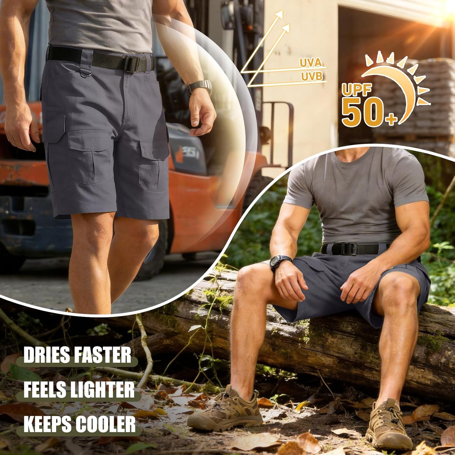 Mens Tactical Cargo Work Shorts Waterproof Rip Stop Stretch Outdoor Hiking Military Combat Shorts with Multi-Pocket (No Belt) - Image 6