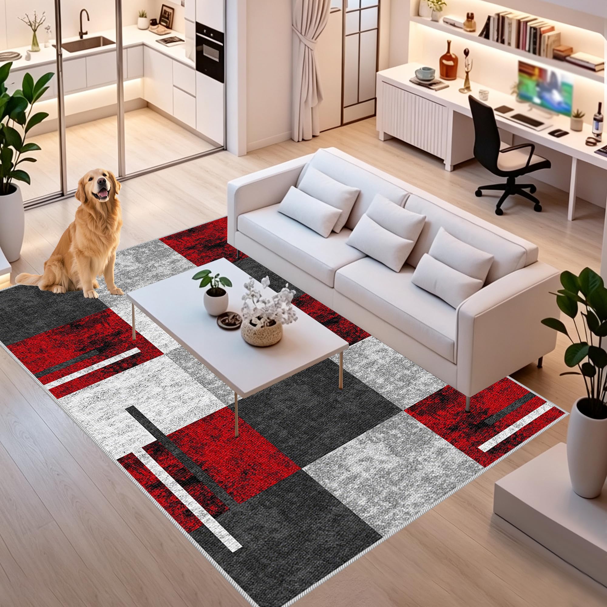 Alfombra Lavable para Dormitorio, Salón, Hall Entrada, Pasillo Antideslizante Fácil de Limpiar, Carpet tamaño: 140x150cm/55.12x59.06inch