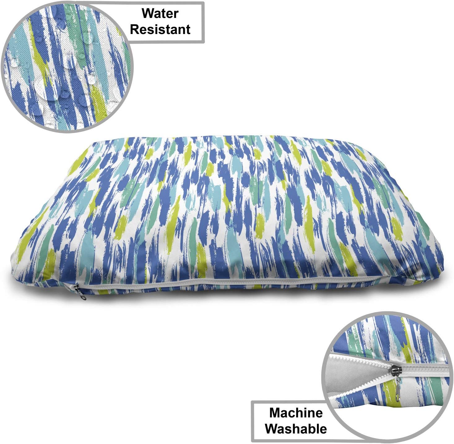 review Ambesonne Abstract Pet Bed, Random Paintbrush Strokes Modern Repetitive Bold Hits in Cold Tones, Chew Resistant Pad for Dogs and Cats Cushion with Removable Cover, 24