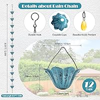 Vista 2 de Tfro & Cile Cadena de lluvia de canalón, sustitución de canalón, decoración de jardín de agua de lluvia, tulipán, decoración de patio trasero