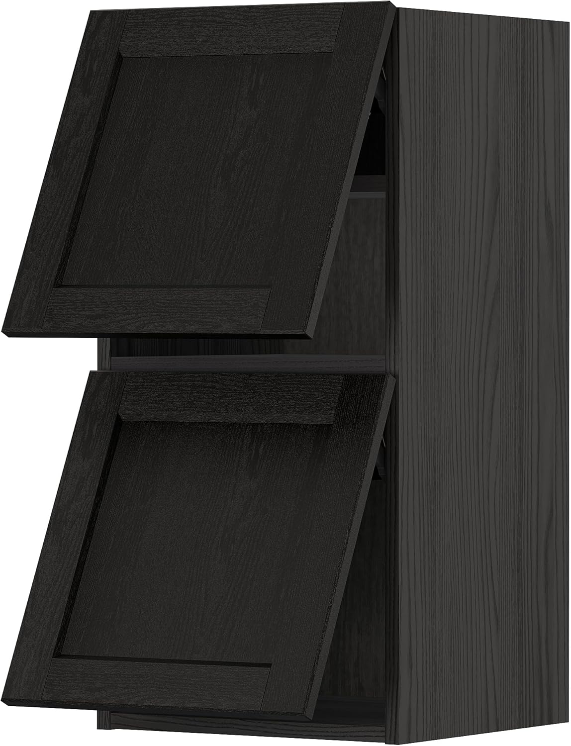 METOD wall cab horizo 2 doors w push-open, 40x80 cm, black/Lerhyttan black stained