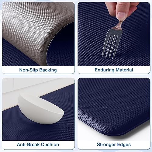 Miniatura 37 de StepRite Tapetes de cocina, 2 tapetes acolchados, antifatiga, para piso, de escritorio, antideslizante, impermeables, oficina, alfombras de 17.3 x