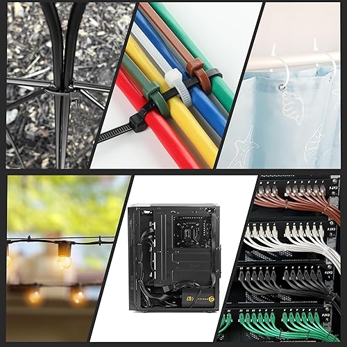 Miniatura 6 de Bridas para cables de 8 pulgadas, 200 unidades, PA66 resistente con resistencia a la tracción de 45 libras, bridas de nailon autoblocantes