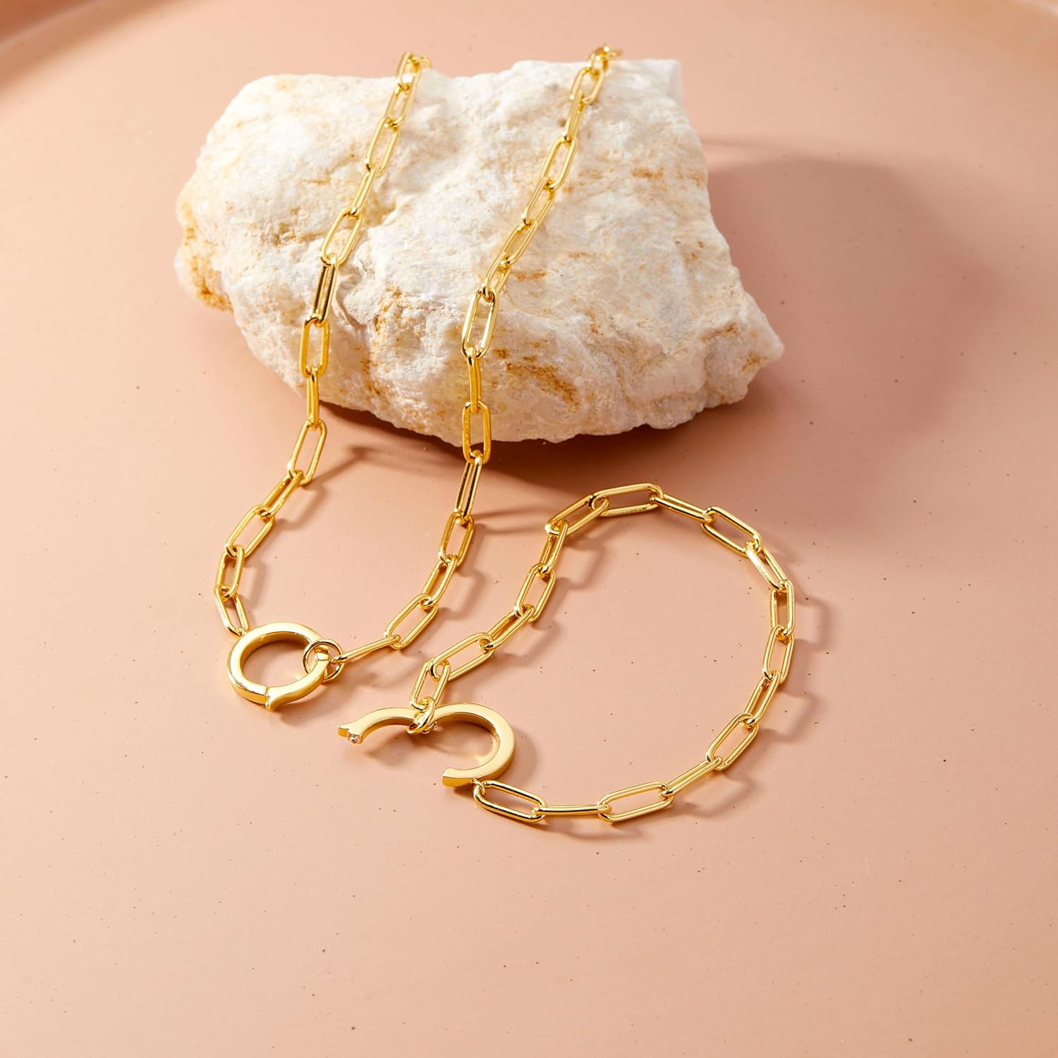 Brook & York Charm Bracelet in Gold - Paperclip Chain Charm Bracelet - Gifts for Mom