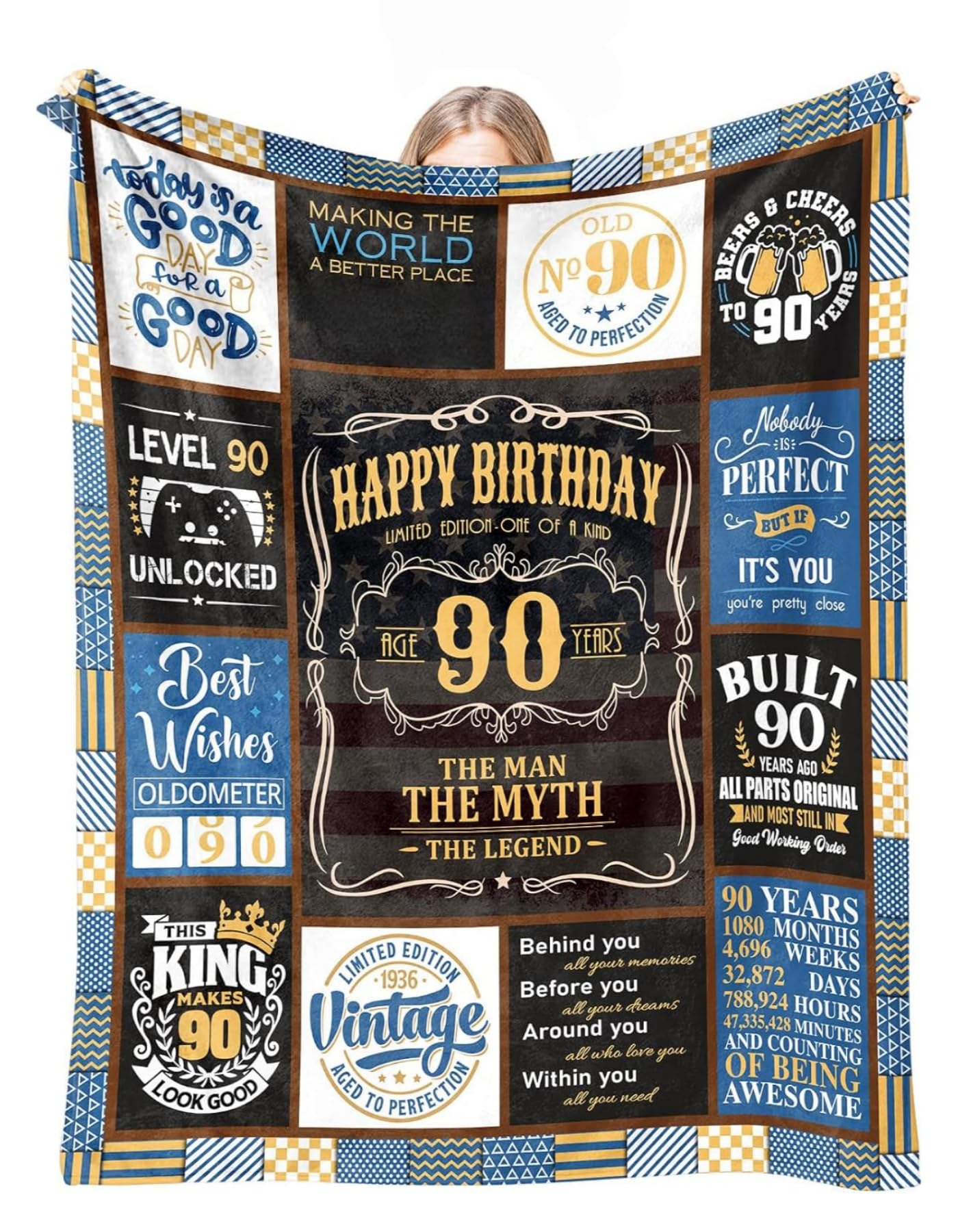 Idée cadeau anniversaire homme 90 ans plaid retraite papa