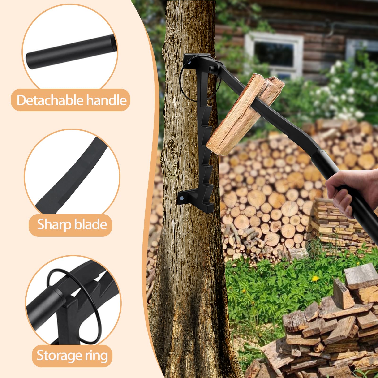 Fendeur de bois manuel - Fendeuse de bois murale pratique - Fendeuse de bois de chauffage efficace avec acier au carbone et poignées amovibles - Convient pour l'intérieur et l'extérieur