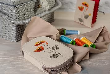 Hobby Gift Sewing Kit, Zip Case, Embroidered, Wildflowers